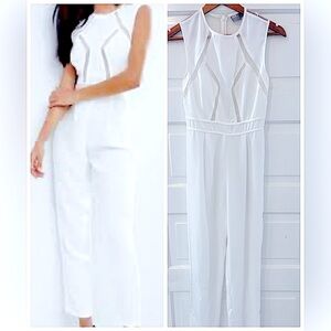 NWT ASOS White Mesh Cutout Jumpsuit Sz 4